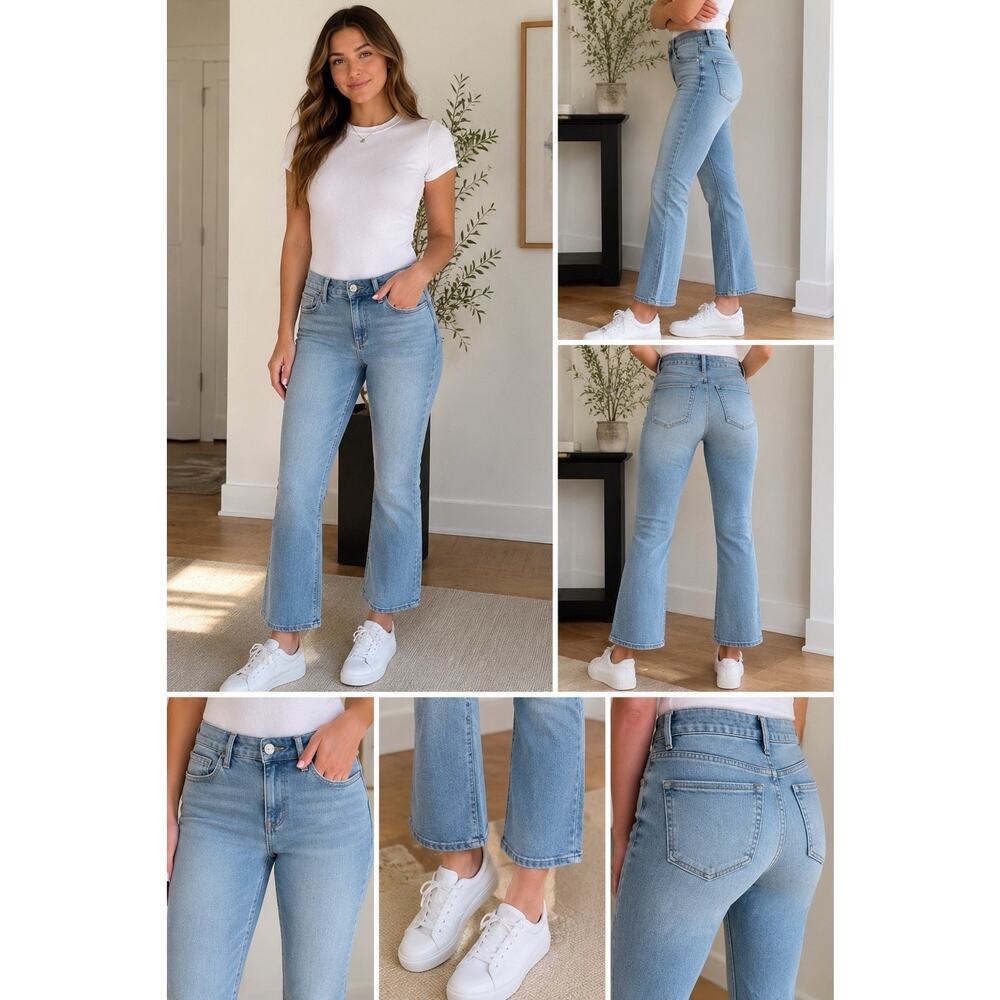 FRAME Le Crop Mini Boot Jeans Size 26 Light Wash Stretch Crop Flare